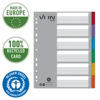 Leitz VON 12950000 tab index Blank tab index Cardboard Blue, Green, Grey, Orange, Red, Violet, White, Yellow