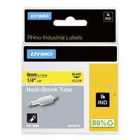 Rhino IND ORIGINAL Heißschrumpfschlauch 6mm x 1,5m, schwarz auf gelb, Etiketten- Schrumpfschlauch