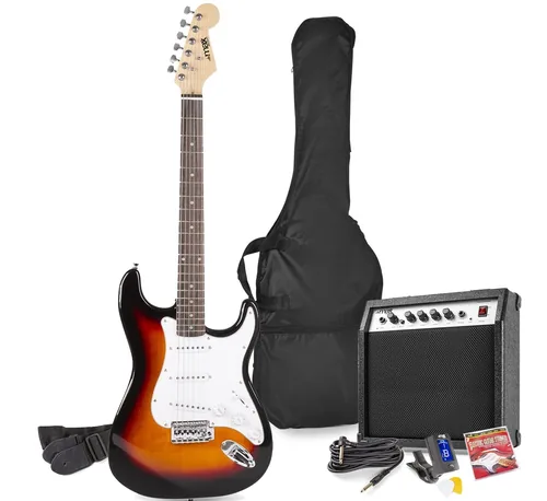 MAX E-Gitarre GigKit Sunburst - Gitarrenkoffer / Gigbag: Gigbag - Hals: Sperrholz - Tonabnehmerbestückung: Keine Angabe - Gitarrensteg: Keine Angabe - Leistung AMP: 0 W - Set: Ja