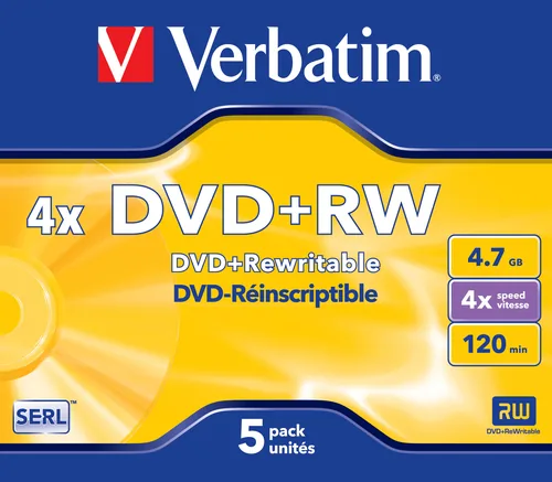 Verbatim DVD+RW Matt Silver 4,7 GB 5 pz