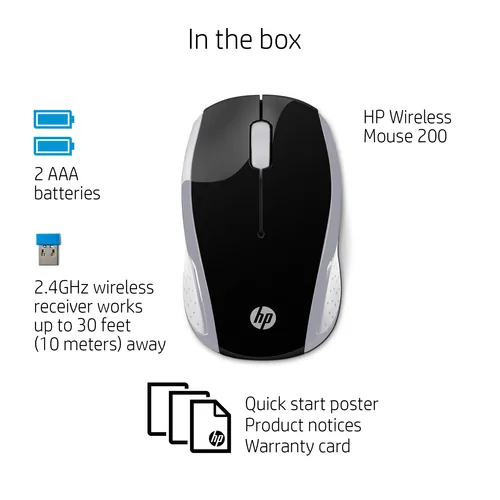 HP Wireless 200 mouse Ufficio Ambidestro RF Wireless Ottico 1000 DPI