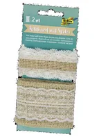 Folia Juteband Folia mit Spitze, 2er Set - Breite: 65 mm - Länge: 1 m - Verpackungseinheit: 2 Stück - Detailfarbe: Mehrfarbig - Band-Art: Juteband
