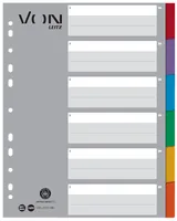 Leitz VON 12950000 tab index Blank tab index Cardboard Blue, Green, Grey, Orange, Red, Violet, White, Yellow