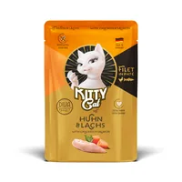 KITTY Cat Nassfutter KittyCat Filét Paté Pouch Huhn, Lachs 85 g - Tierbedürfnis: Kein besonderes Bedürfnis - Geschmacksrichtung: Fisch - Geflügel - Zertifikate: Keine Zertifizierung - Fleischsorte: Huhn - Lachs - Packungsgrösse: 85 g - Futtereigenschaft: 