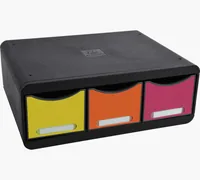 Exacompta Schubladenbox Toolbox Maxi 3 Schubladen, Mehrfarbig - Anzahl Schubladen: 3 - Verpackungseinheit: 1 Stück - Material: Polystyrol (PS) - Detailfarbe: Gelb - Magenta - Orange - Schwarz