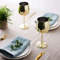 Oak & Steel Weingläser-Set 500 ml, 2 Stück, Gold - Material: Edelstahl - Glas Typ: Weingläser-Set - Detailfarbe: Gold - Höhe: 21 cm - Volumen: 500 ml