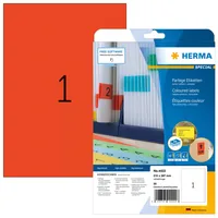 HERMA Universal-Etiketten A4 Ablösbar 210 x 297 mm Rot, 20 Blatt - Klebehaftung: Ablösbar - Drucker Kompatibilität: Inkjet - Laser - Anzahl Blatt: 20 × - Papierformat: A4 - Anzahl Etiketten: 20 - Etikettengrösse: 210 x 297 mm