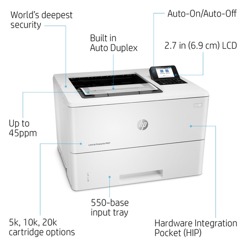 L HP LaserJet Enterprise M507dn S/W-Laserdrucker 43 S./Min. LAN Duplex