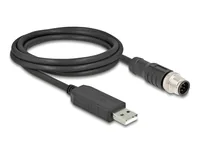 Delock M12 Serielles Anschlusskabel mit FTDI Chipsatz, USB 2.0 Typ-A Stecker zu M12 RS-232 Stecker A-kodiert 8 Pin 1,8 m schwarz