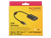 Delock Adapter 4K USB-C - Mini-DP/USB-C  mit PD - Kabeltyp: Adapter - Videoanschluss Seite A: USB Type-C - Videoanschluss Seite B: USB Type-C - Mini-DisplayPort