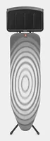 Brabantia Bügeltisch mit Dampfstationsablage 101083 Titan Oval/Black - Bügelbrettbezug: Baumwolle (CO) - Ausstattung: Dampfstationsablage - Ergonomisch - Kindersicherung - Transportverriegelung - Höhenverstellbar: Ja - Breite: 38 cm - Detailfarbe: Grau - 