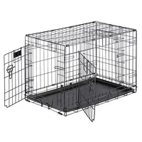 ferplast Transportbox Dog-Inn-75, faltbare Metallbox - Breite: 77.4 cm - Höhe: 54.6 cm - Tiefe: 48.5 cm - Detailfarbe: Schwarz - Produkttyp: Transportbox - Tierart: Hund