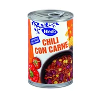 Hero Chili con Carne 430 g - Produkttyp: Fleisch - Nährwertangabe pro: 100 g - Energiegehalt (in kj): 399 KJ - Energiegehalt (in kcal): 95 Kcal - Fett: 2.2 g - Gesättigte Fettsäuren: 0.4 g