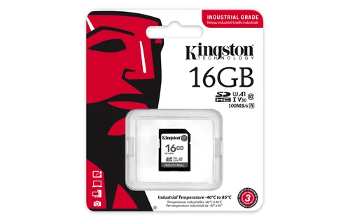 KINGSTON 16GB -  SDHC -  Industrial -  -40C to 85C -  C10 -  UHS-I -  U3 -  V30 -  A1 -  pSLC