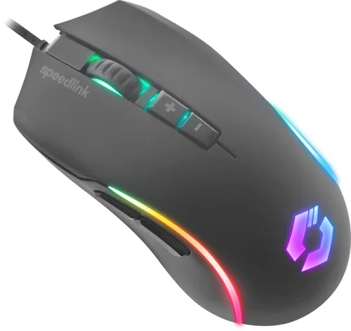 Speedlink Gaming-Maus ZAVOS RGB Rubber-schwarz - Maus Features: Programmierbare DPI-Einstellung - Beleuchtung - Bedienungsseite: Rechtshänder - Detailfarbe: Schwarz - Gewicht: 115 g - Verbindungsart: Verkabelt - Schnittstelle: USB-A