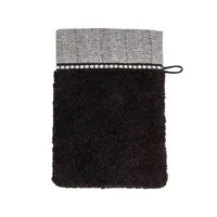 Möve Waschhandschuh Brooklyn 15 x 20 cm, Schwarz - Eigenschaften: Keine Eigenschaft - Zertifikate: Keine Zertifizierung - Breite: 15 cm - Länge: 20 cm - Material: Baumwolle - Leinen - Viskose - Detailfarbe: Schwarz