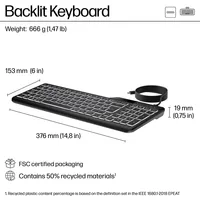 HP 400 Backlit Wired Keyboard clavier Maison USB Noir