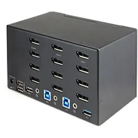 StarTech.com 2 Port Quad Monitor DisplayPort KVM Switch - 4K 60 Hz UHDR - DP 1.2 KVM Switch mit USB 3.0 Hub mit 2x USB 3.0(5 Gbit/s) und 4x USB 2.0 HID Anschlüssen, Audio - Hotkey - TAA (SV231QDPU34K)