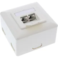 InLine Cat.6A Anschlussdose - AP/UP 2x RJ45 Buchse - RAL9010 - weiß - waagerecht