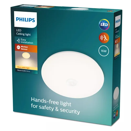 Philips Deckenleuchte Mauve, 16 W, 1700 lm, 2700 K, BWM, Weiss - Leuchten Kategorie: Deckenleuchte - Betriebsart: Netzbetrieb - Lampensockel: LED fest verbaut - Farbtemperatur Kelvin: 2700 K - Dimmbar: nicht dimmbar - Farbwiedergabeindex CRI: 80