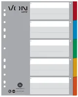 Leitz VON 12890000 tab index Blank tab index Cardboard Blue, Green, Grey, Orange, Red, White, Yellow