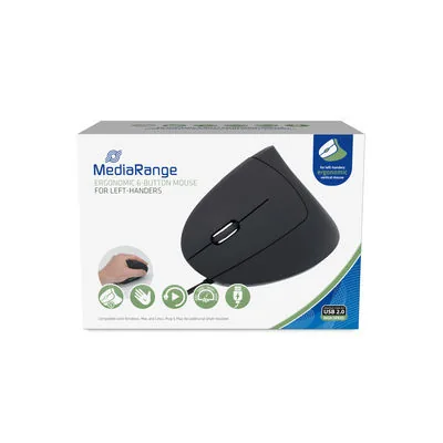 MediaRange Maus USB 2.0 Vertical Linkshänder, schwarz