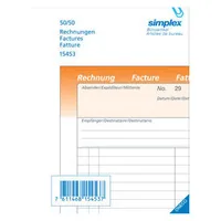 SIMPLEX Rechnungen D/F/I A6 15453 orange/weiss 50x2 Blatt