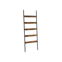 VASAGLE Leiter mit 5 Sprossen 65 x 178 cm, Braun/Schwarz - Eigenschaften: Keine Eigenschaft - Zertifikate: Keine Zertifizierung - Breite: 65 cm - Höhe: 178 cm - Tiefe: 5 cm - Detailfarbe: Braun - Schwarz