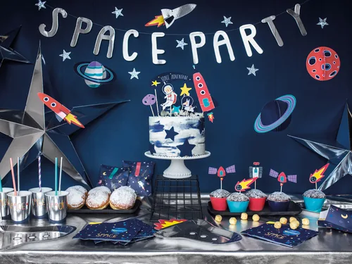 Partydeco Einwegteller Kosmos Rakete 6 Stück - Produkttyp: Einwegteller - Materialtyp: Papier - Material: Pappe - Detailfarbe: Silber - Verpackungseinheit: 6 Stück