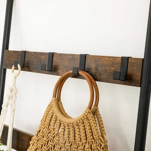 VASAGLE Leiter mit 5 Sprossen 65 x 178 cm, Braun/Schwarz - Eigenschaften: Keine Eigenschaft - Zertifikate: Keine Zertifizierung - Breite: 65 cm - Höhe: 178 cm - Tiefe: 5 cm - Detailfarbe: Braun - Schwarz