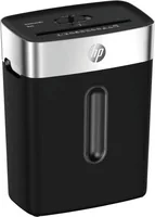 HP OneShred 8CC Schwarz P-4, 8 Seiten - Vernichtbare Aktentypen: Büroklammern - Heftklammern - Kreditkarten - Papier - Schnittart: Partikelschnitt - Sicherheitsstufe: 4 - Schnittausgabe: 5 x 18 mm - Blattkapazität: 8 Seiten - Zufuhrautomatik: Keine Angabe