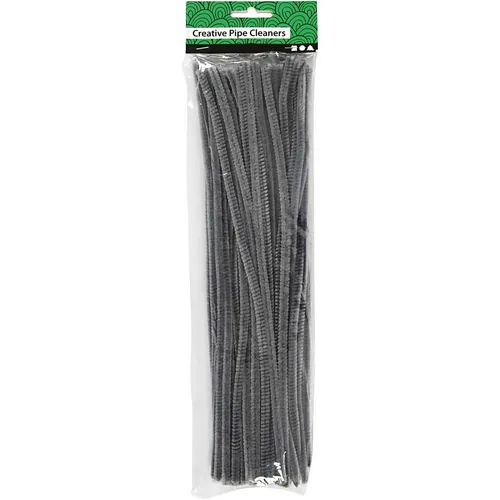 Creativ Company Chenilledraht 6 mm 50 Stück, Grau - Länge: 30 cm - Durchmesser: 6 mm - Detailfarbe: Grau - Drahtart: Chenilledraht