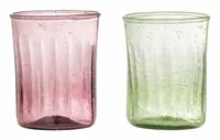 Bloomingville Trinkglas Sunil 240 ml, 2 Stück, Rot/Grün - Glas Typ: Trinkglas - Material: Glas - Detailfarbe: Grün - Rot - Höhe: 8.5 cm - Volumen: 240 ml