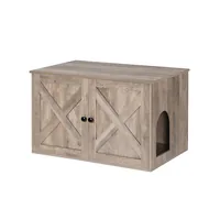 Feandrea Katzenhaus für Katzentoilette, Grau - Höhe: 53 cm - Anzahl Liegeplätze: 0 × - Detailfarbe: Hellgrau - Tierart: Katze - Produkttyp: Katzenmöbel