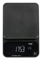 TFA Dostmann Küchenwaage Cookie Schwarz - Bedienungsart: Elektronisch - Messschritte: 0.1 g - Tara-Zuwiegefunktion: Ja - Detailfarbe: Schwarz - Gewicht Max.: 5 kg - Material: Kunststoff