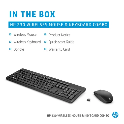 HP 230 Wireless Mouse and Keyboard Combo White clavier Souris incluse RF sans fil Blanc
