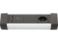 Max Hauri Tischsteckdosenleiste Office Line 1x T13, 1x USB A/C, PD+QC - Einsatzgebiet: Indoor - Detailfarbe: Silber - Kinderschutz: Nein - Steckertyp Ausgang: T13 - Schalter: Nein - Steckdosenanzahl: 1