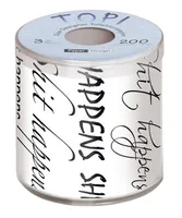 Paper + Design Toilettenpapier Shit happens  Rollen, 3-lagig, Weiss - Anzahl Rollen: 1 - Anzahl Lagen: 3 - Anzahl Blatt: 200 × - Detailfarbe: Weiss - Natürlich Leben: Keine Besonderheiten