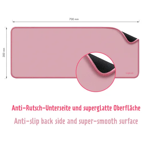 Logilink 70x30 cm XXL Schreibtischunterlage, pink
