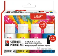 Marabu Acrylfarbe Super Cell Pouring Mix Galaxy 4 x 60 ml - Art: Acrylfarbe - Detailfarbe: Mehrfarbig - Set: Ja