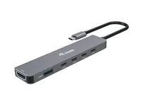 Equip Adapter USB-C->HDMI3xUSB-CUSB-A 4K 60Hz 0.25m Alu.