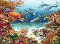 Ravensburger Puzzle WWW Meerestiere am Korallenriff - Motiv: Tiere - Altersempfehlung ab: 7 Jahren - Tiefe: 36 cm - Eigenschaften: Keine Eigenschaft - Zertifikate: Keine Zertifizierung - Breite: 49 cm