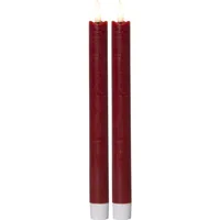 Star Trading LED-Stabkerzen Set Dinner Flamme Ø 2.2 x 24.5 cm, Rot, 2 Stk - Betriebsart: Batteriebetrieb - Fernbedienung: Nein - Aussenanwendung: Nein - Höhe: 24.5 cm - Timerfunktion: Ja - Set: Ja