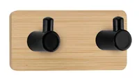Kleine Wolke Wandgarderobe Bamboo Pin Hook Duo 12 cm x 4.5 cm, Beige - Tiefe: 3.6 cm - Breite: 12 cm - Höhe: 4.5 cm - Detailmaterial: Bambus - Metall - Grundmaterial: Bambus