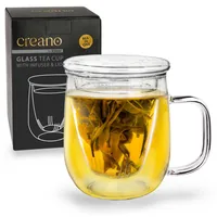 Creano Teeglas All in one 450 ml, 1 Stück, Transparent - Material: Borosilikatglas - Tassen Typ: Teetasse - Ausstattung: Glasfilter - Detailfarbe: Transparent - Volumen: 450 ml
