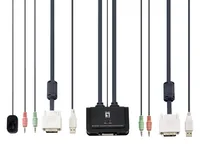 LevelOne 2-Port USB DVI-D Single Link Cable KVM Switch, audio support