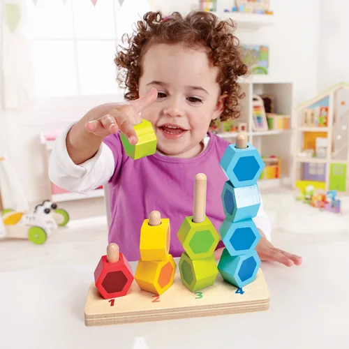 Hape Zähl- und Steckspiel - Altersempfehlung ab: 12 Monaten - Eigenschaften: Keine Eigenschaft - Material: Holz - Detailfarbe: Mehrfarbig