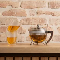 Bodum Teekanne mit Edelstahlfilter Chambord verchromt, 1 l - Material: Borosilikatglas - Kunststoff - Filtertyp: Edelstahlfilter - Fassungsvermögen: 1 l - Kompatible Kochfelder: Manuell - nicht für Kochfelder