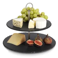 Zeller Present Etagere Schiefer 30 x 23 cm - Produkttyp: Etagere - Materialtyp: Stein - Material: Schiefer - Detailfarbe: Schwarz - Anzahl Etagen: 2 × - Stapelbar: Nein