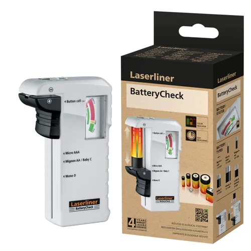 Laserliner Batterietester BatteryCheck - Batterietyp: 6LP3146 / 9V E-Block / 9V - Knopfzelle - LR03 / AAA / Micro - LR14 / C / Baby - LR20 / D / Mono - LR6 / AA / Mignon - Zubehörtyp: Prüfgerät